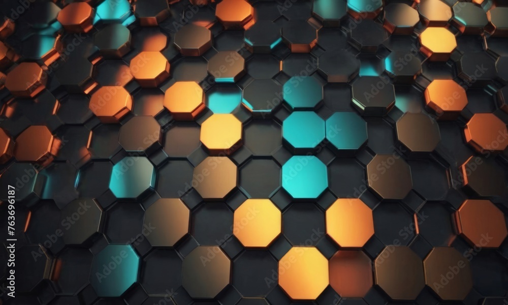 Hexagonal abstract metal background with light Hexagonal abstract metal background with light
