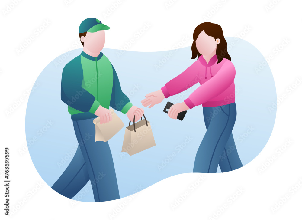 Food delivery concept. service, order, food, delivery, online, shipping. Vector illustration Food delivery concept. service, order, food, delivery, online, shipping. Vector illustration