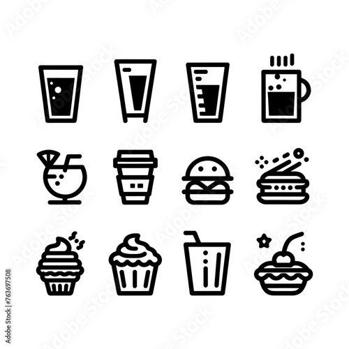 Set of drinks icons in modern line style