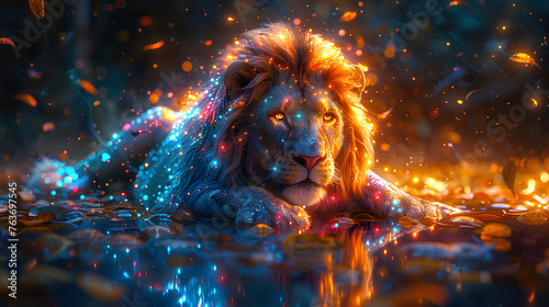 amazing lion fairy hybrid colorful psychedelic digital art © Adja Atmaja