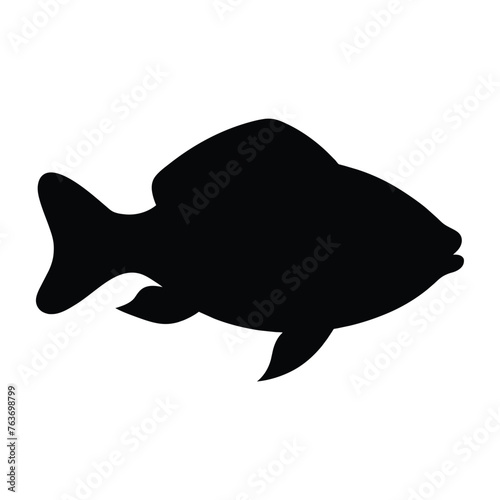 silhouette of a tilapia fish on white