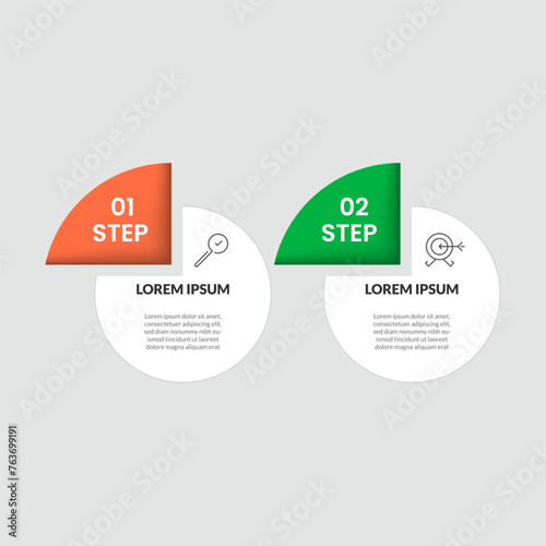 Vector Infographic design business template with icons and 2 options or steps. square design or diagram