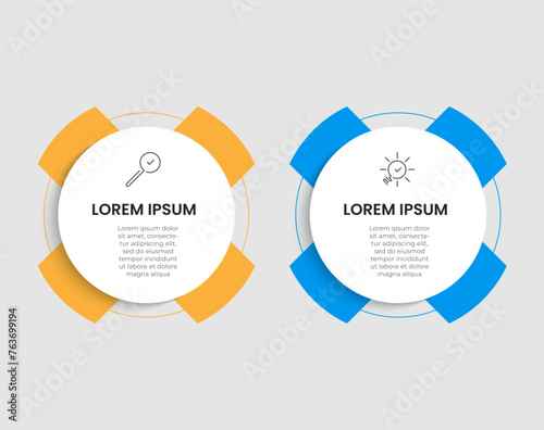 Vector Infographic design business template with icons and 2 options or steps. square design or diagram