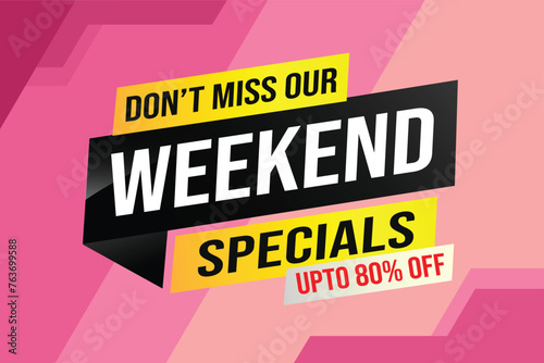 weekend specials word concept vector illustration and 3d style, landing page, template, ui, web, mobile app, poster, banner, flyer, background, gift card, coupon, label, wallpaper

