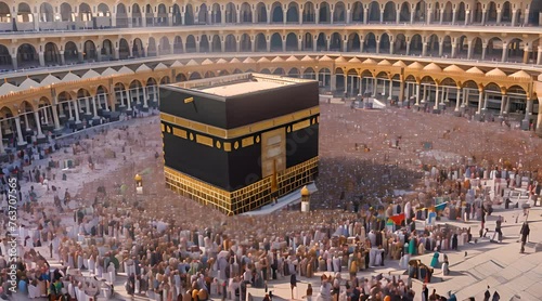 Pilgrims circumambulating the Holy Kaaba  photo