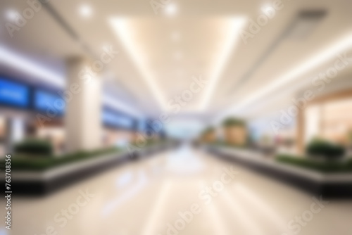 Abstract blurred image of shopping mall with light and bokeh for background usage. Blur interior background