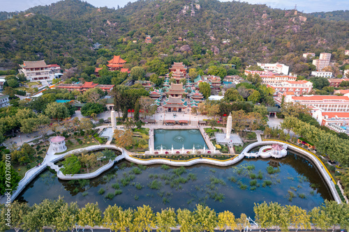 Aerial photography of the scenery of Nanputuo Temple in Xiamen, China photo