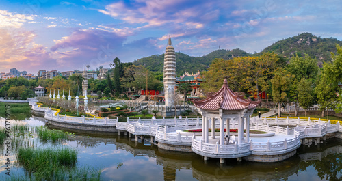 Aerial photography of the scenery of Nanputuo Temple in Xiamen, China photo