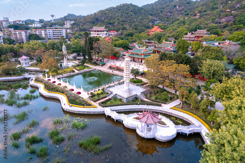 Aerial photography of the scenery of Nanputuo Temple in Xiamen, China photo
