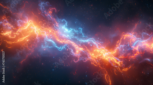 Amazing colored electric energy lightning, 3d rendering