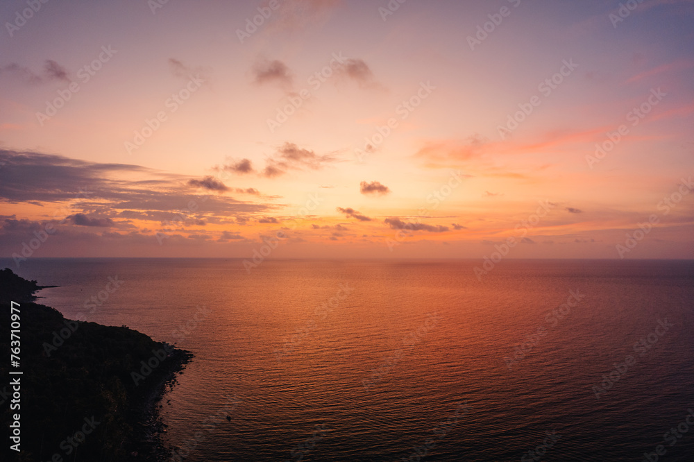 island dusk,The sea and bay on the island at dusk