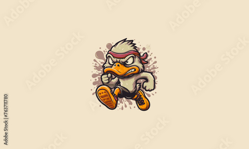 duck angry running vector illustration mascot design
