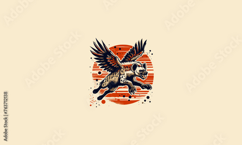 hyena flying with wings vector flat design fangs