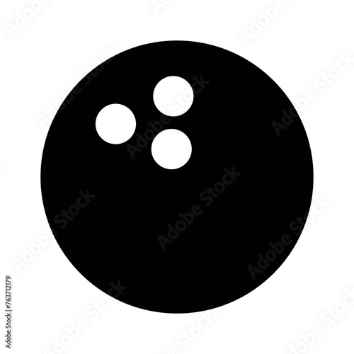 black vector bowling ball icon on white background