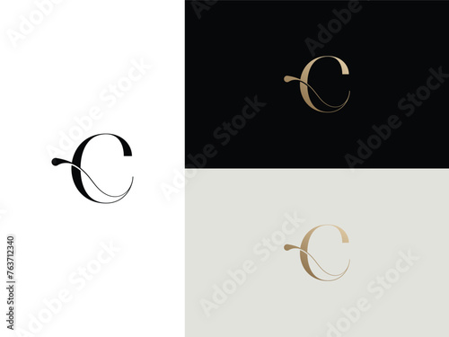 elegant, simple, minimal, and luxury serif font alphabet letter C logo design