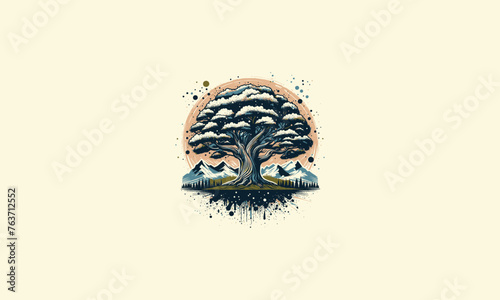 big tree vector illustration flat design logo