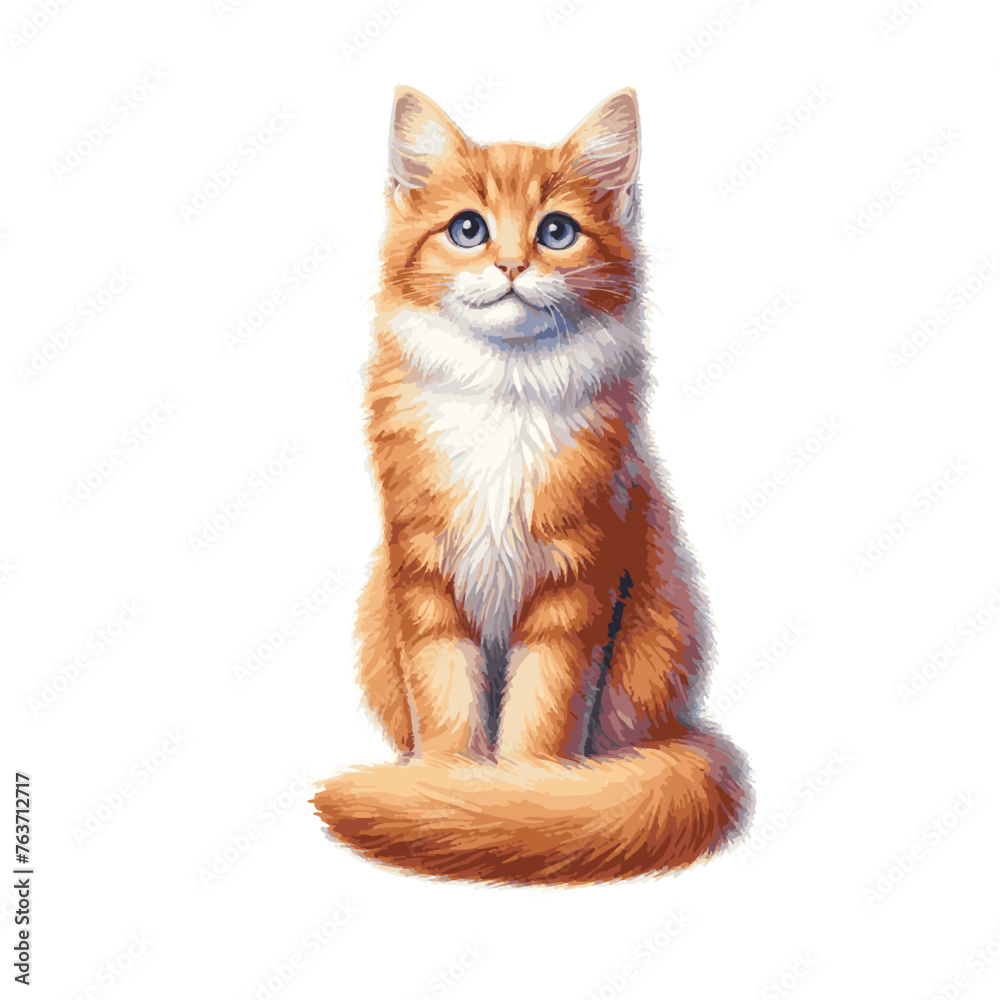 Fototapeta premium Cat watercolor illustration isolated on white back ground