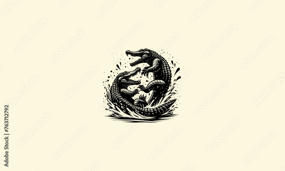 crocodile fighter on water vector mascot design