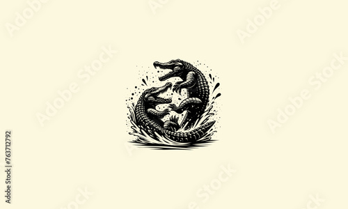 crocodile fighter on water vector mascot design