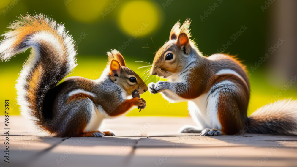 The joy of motherhood: a squirrel and its cub. The joy of motherhood: a squirrel and its cub.