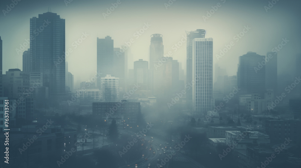 Fototapeta premium Smog in the city, Air pollution concept, photo shot
