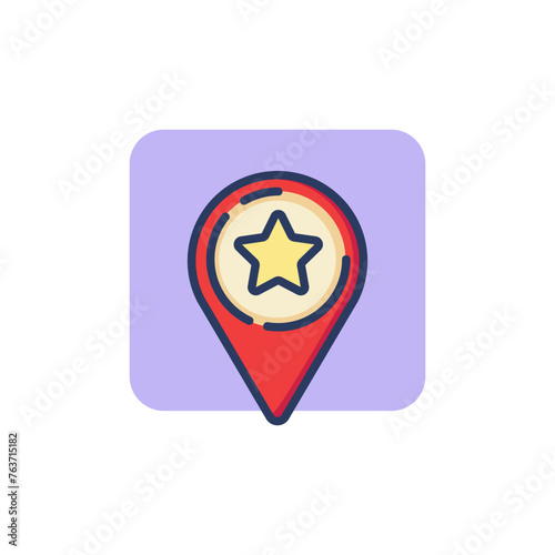 Map pointer with star line icon. Location, favorite pin sign for web mobile app and UI design. Navigation concept.