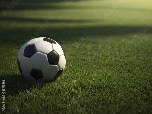 soccer ball on green grass. generative AI. © Windri