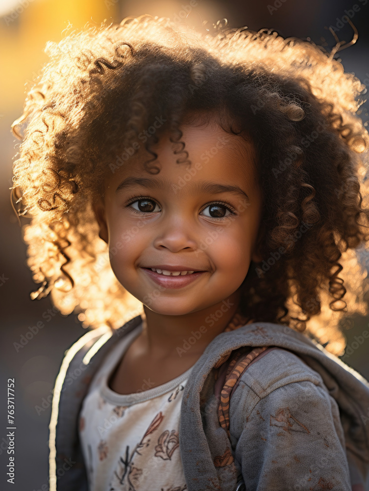 cute smiling little black african girl with long curly black hair ...