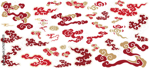 Chinses cloud element in oriental style. Abstract art banner design vector.	