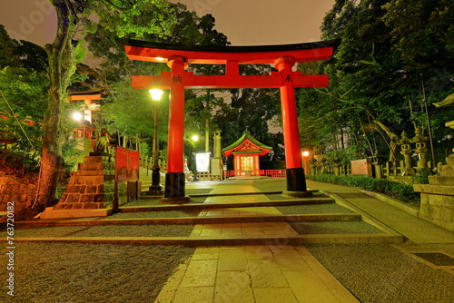 Fushimi Inari Taisha with hundreds of traditional gates at Fukakusa, Yabunouchicho, Fushimi Ward, Kyoto, Japan photo