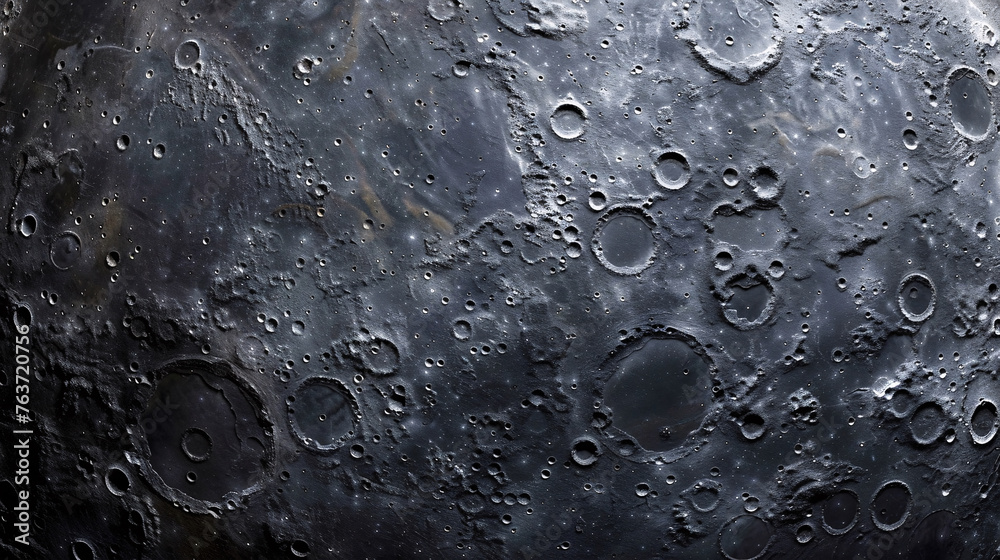Close-up of the lunar surface with visible craters and texture illustration - obrazy, fototapety, plakaty 