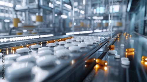 Pharmaceutical factory with automated systems and stringent quality control.
