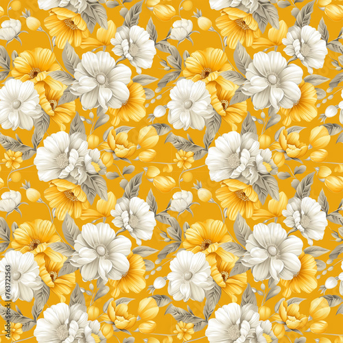 Beautiful applied floral seamless pattern