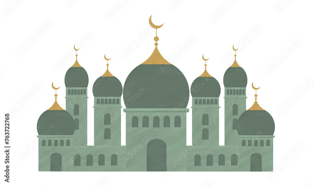 Png illustration mosque of ied mubarak icon. Suitable for greeting card, wallpaper, etc