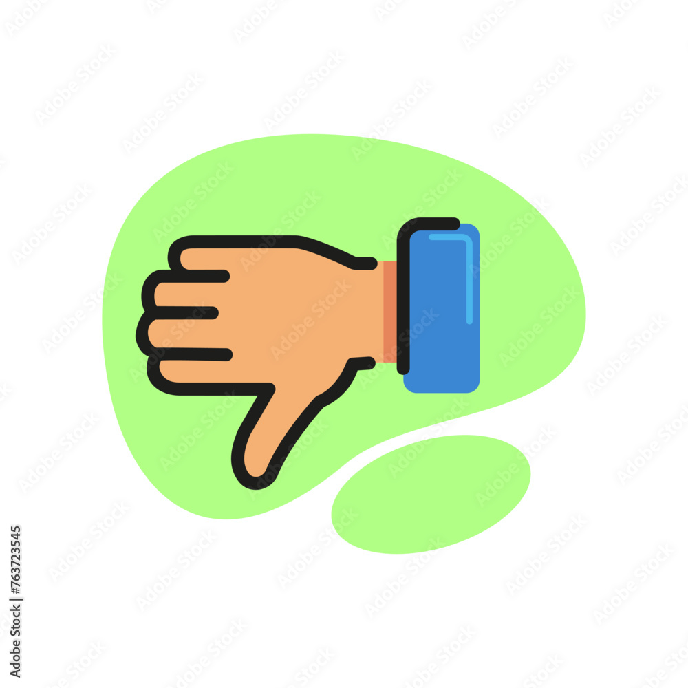 Line icon of hand showing thumb down gesture. Disliking, denial, disapproval. Gesture concept. Can be used for web design, network icons and pictograms Line icon of hand showing thumb down gesture. Disliking, denial, disapproval. Gesture concept. Can be used for web design, network icons and pictograms
