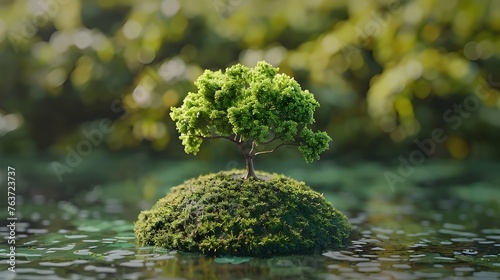 mini tree growth on moss, green eco concept