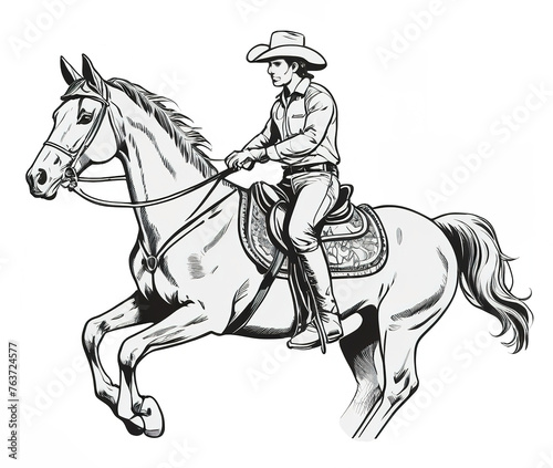 Cowboy riding a horse, Vector illustration transparent background  © Thachakrit