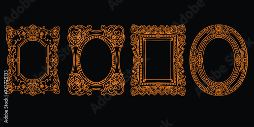 golden luxury frame concept, golden luxury frame vector design, golden realistic luxury frame collection.