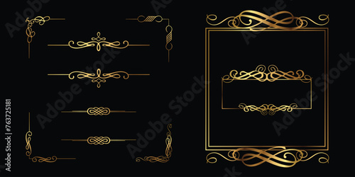 golden luxury frame concept, golden luxury frame vector design, golden realistic luxury frame collection.