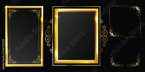 golden luxury frame concept, golden luxury frame vector design, golden realistic luxury frame collection.