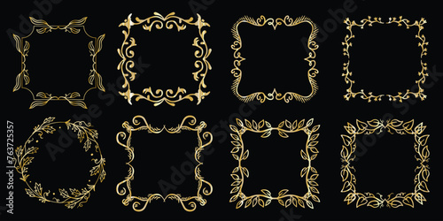 golden luxury frame concept, golden luxury frame vector design, golden realistic luxury frame collection.