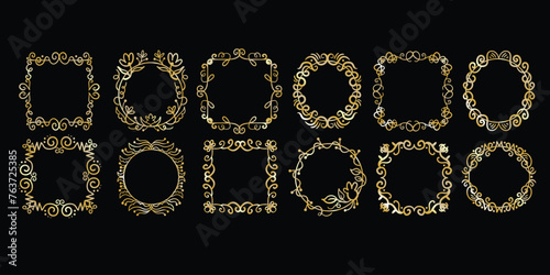 golden luxury frame concept, golden luxury frame vector design, golden realistic luxury frame collection.