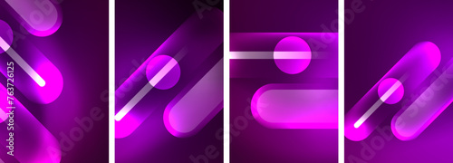 Abstract composition. Aglow in neon hues against the dark, radiating energy and allure, a captivating spectacle of vibrant luminescence