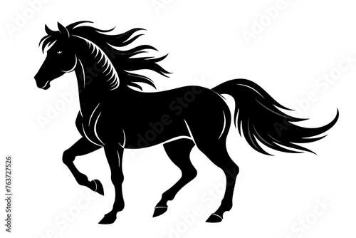black-horse-power-silhouette-with-white-background . © mk graphics