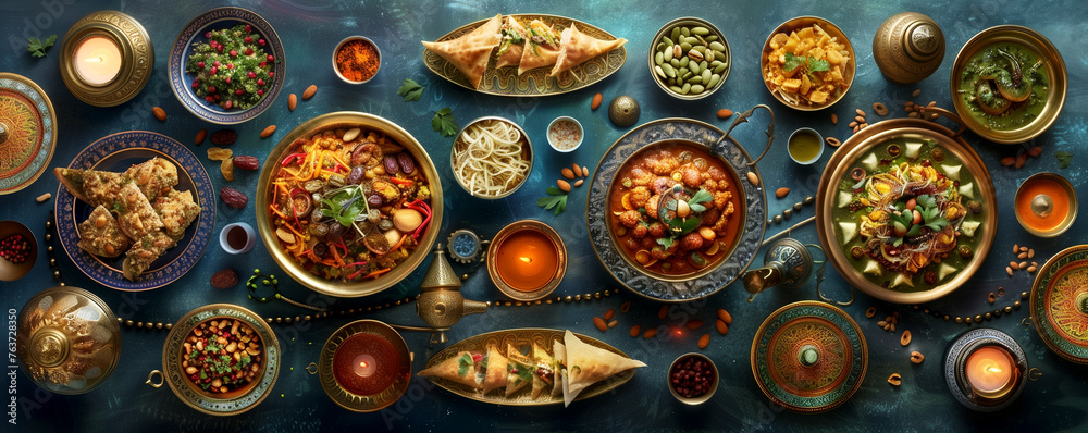 Image of food during the holy month of Ramadan. National dishes. Traditions and culture