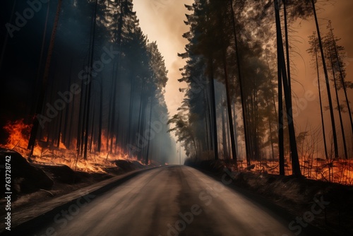 Forest fire wildfire burning trees © blvdone