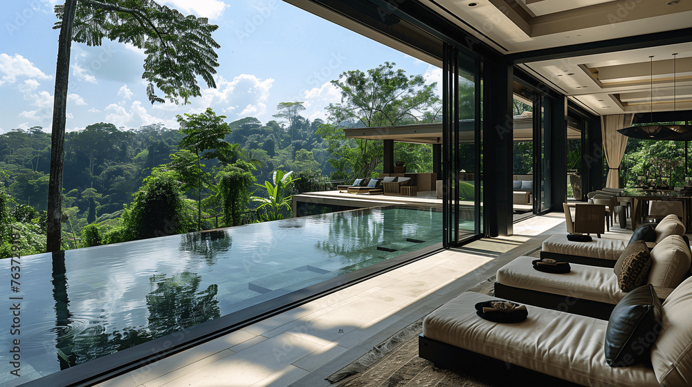 Modern Luxury Home with Infinity Pool and Tropical Forest View