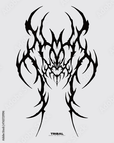 Brutalism streetwear element tribal tattoo shape collection set acid poster, illustration vector creepy icon, symbol sick editable