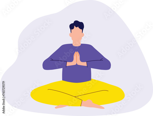 Illustration of a man doing yoga. Simple, flat, vector illustration. 