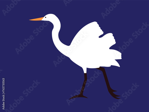 The Egret vector soared gracefully over the marshlands, its elegant white plumage contrasting sharply against the verdant backdrop, a symbol of purity and serenity in its fluid, effortless flight